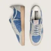 Ball Star para hombre en nylon azul denim con inserciones de gamuza gris claro y estrella de cuero plateado metalizado