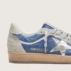 Ball Star para hombre en nylon azul denim con inserciones de gamuza gris claro y estrella de cuero plateado metalizado