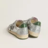 Ball Star para hombre en nylon plateado con estrella de cuero verde y lengüeta en el talón