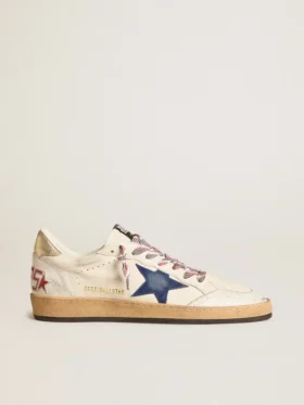 Ball Star para hombre en piel napa con estrella de gamuza azul y lengüeta del talón de piel platino