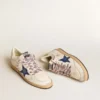 Ball Star para hombre en piel napa con estrella de gamuza azul y lengüeta del talón de piel platino
