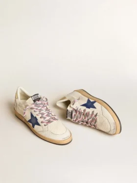 Ball Star para hombre en piel napa con estrella de gamuza azul y lengüeta del talón de piel platino