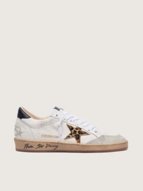 Ball Star para mujer con estrella de piel de potro con estampado de leopardo y lengüeta negra en el talón