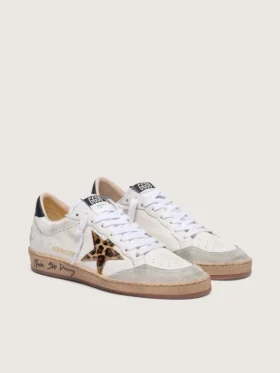 Ball Star para mujer con estrella de piel de potro con estampado de leopardo y lengüeta negra en el talón