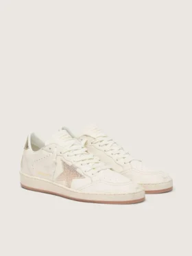 Ball Star para mujer en cuero blanco con estrella de cristal y lengüeta metálica en el talón