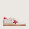 Ball Star para mujer en cuero blanco con estrella roja y lengüeta en el talón