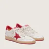Ball Star para mujer en cuero blanco con estrella roja y lengüeta en el talón