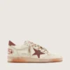 Ball Star para hombre en cuero blanco con estrella y lengüeta del talón en cuero color óxido