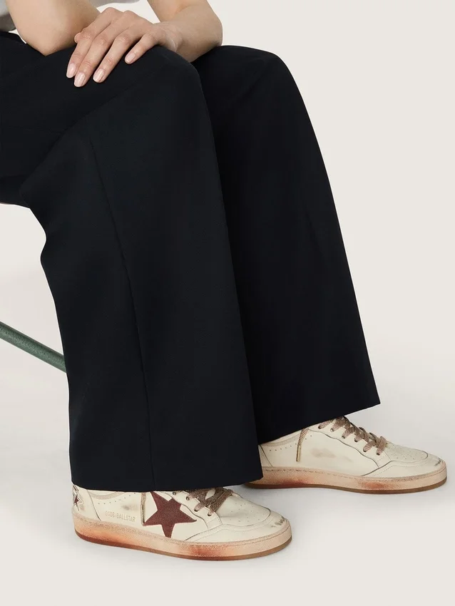 Ball Star para mujer en cuero blanco con estrella y lengüeta del talón de cuero color óxido
