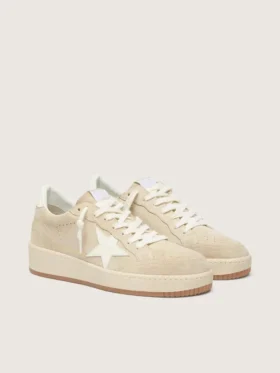 Ball Star para mujer en gamuza beige con estrella y lengüeta del talón de cuero blanco