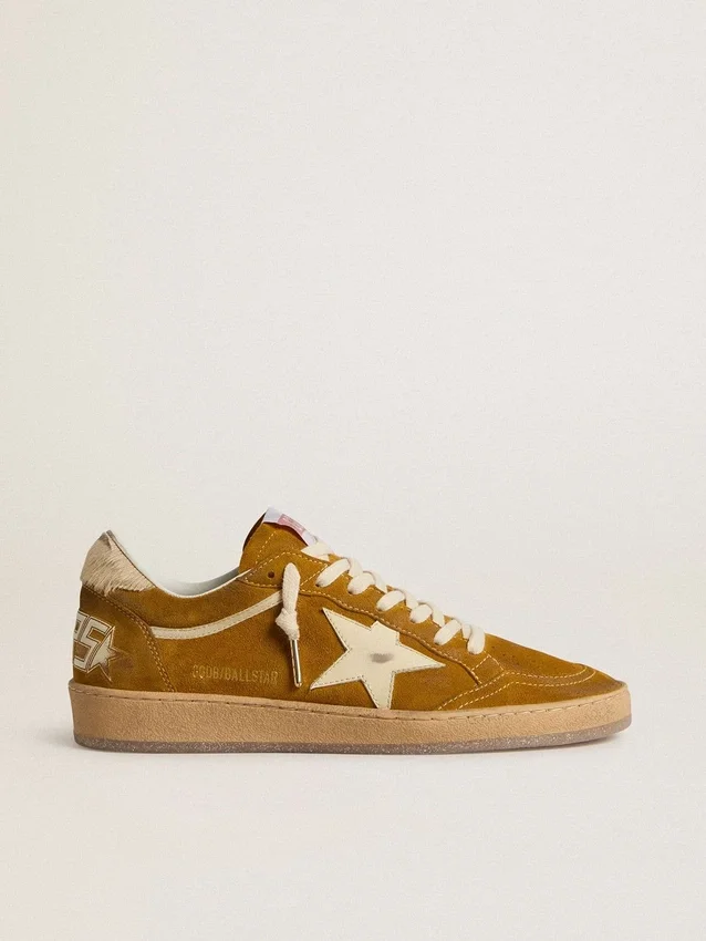 Ball Star para mujer en gamuza con estrella de cuero beige y lengüeta del talón de piel de potro