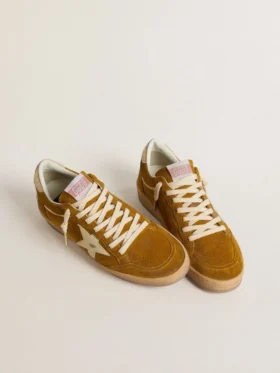 Ball Star para mujer en gamuza con estrella de cuero beige y lengüeta del talón de piel de potro