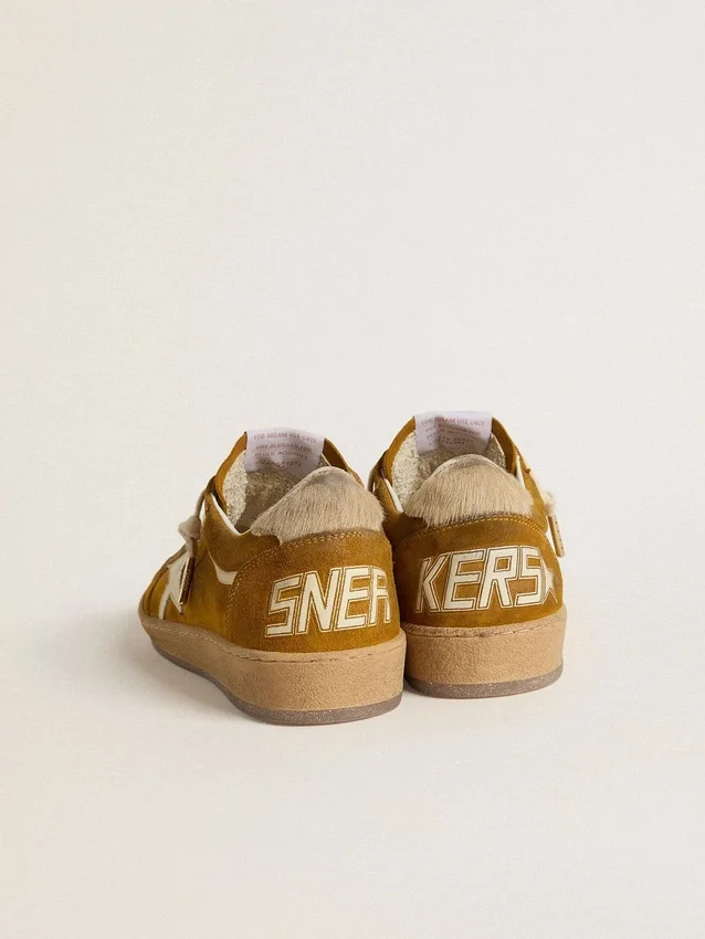 Ball Star para mujer en gamuza con estrella de cuero beige y lengüeta del talón de piel de potro