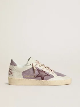 Ball Star para mujer en gamuza lila con estrella de cuero burdeos y lengüeta del talón de gamuza lila