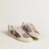 Ball Star para mujer en gamuza lila con estrella de cuero burdeos y lengüeta del talón de gamuza lila