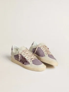Ball Star para mujer en gamuza lila con estrella de cuero burdeos y lengüeta del talón de gamuza lila