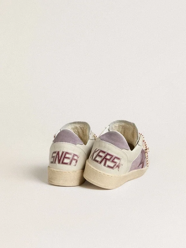 Ball Star para mujer en gamuza lila con estrella de cuero burdeos y lengüeta del talón de gamuza lila
