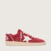 Ball Star para mujer en gamuza roja con estrella y lengüeta del talón de cuero blanco