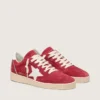 Ball Star para mujer en gamuza roja con estrella y lengüeta del talón de cuero blanco