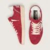 Ball Star para mujer en gamuza roja con estrella y lengüeta del talón de cuero blanco