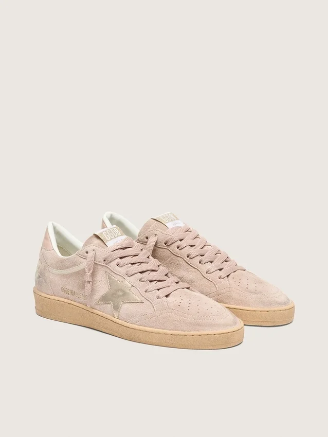 Ball Star para mujer en gamuza rosa polvo con estrella dorada metalizada