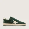 Ball Star para mujer en gamuza verde con estrella de cuero blanco y lengüeta en el talón