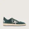 Ball Star para mujer en gamuza verde con estrella plateada con purpurina