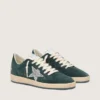 Ball Star para mujer en gamuza verde con estrella plateada con purpurina
