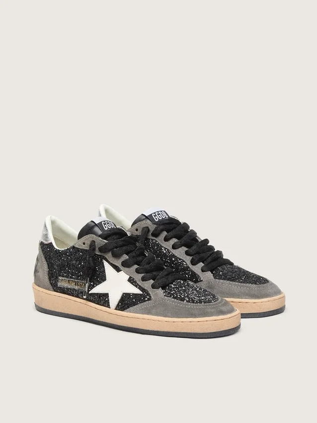 Ball Star para mujer en glitter con estrella de cuero y lengüeta metálica en el talón