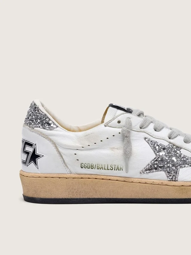 Ball Star para mujer en napa con estrella plateada con purpurina y lengüeta en el talón