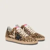 Ball Star para mujer en piel de potro con estampado de leopardo, estrella de cuero negro y lengüeta en el talón