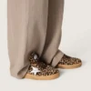 Ball Star para mujer en piel de potro con estampado de leopardo, estrella de cuero platino y lengüeta del talón de cuero blanco
