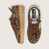 Ball Star para mujer en piel de potro con estampado de leopardo, estrella de cuero platino y lengüeta del talón de cuero blanco