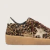 Ball Star para mujer en piel de potro con estampado de leopardo, estrella de cuero platino y lengüeta del talón de cuero blanco