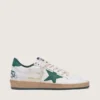 Ball Star para mujer en piel napa blanca con estrella y lengüeta del talón de piel verde