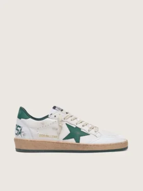 Ball Star para mujer en piel napa blanca con estrella y lengüeta del talón de piel verde
