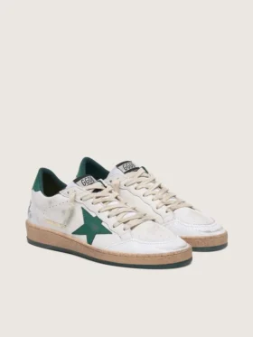 Ball Star para mujer en piel napa blanca con estrella y lengüeta del talón de piel verde