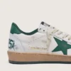 Ball Star para mujer en piel napa blanca con estrella y lengüeta del talón de piel verde