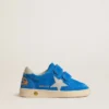 Ball Star para niños en gamuza azul claro con estrella y lengüeta del talón de nubuck gris