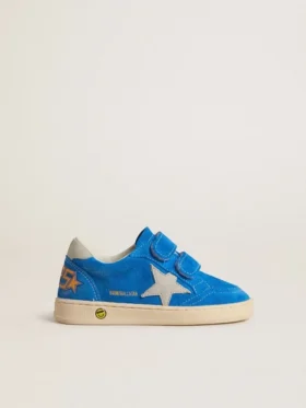 Ball Star para niños en gamuza azul claro con estrella y lengüeta del talón de nubuck gris