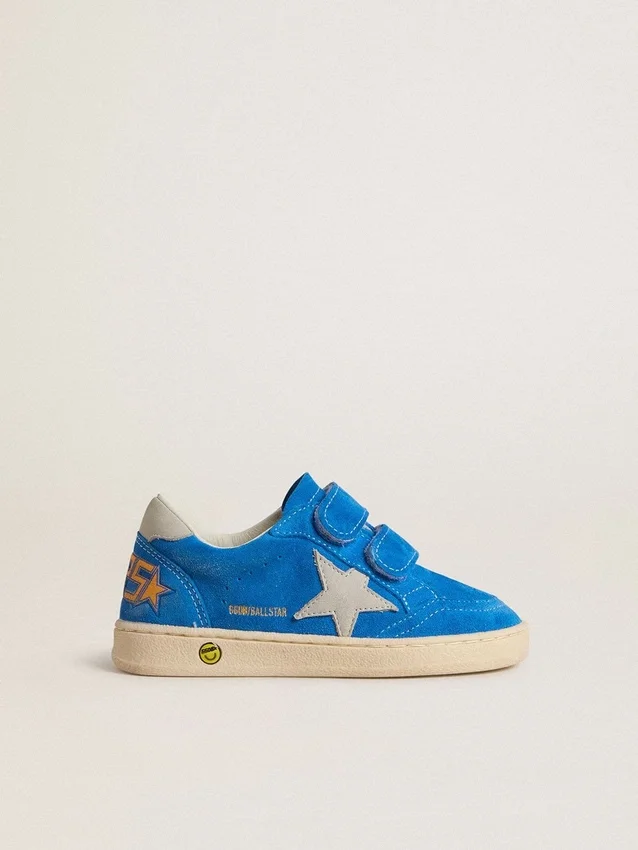 Ball Star para niños en gamuza azul claro con estrella y lengüeta del talón de nubuck gris