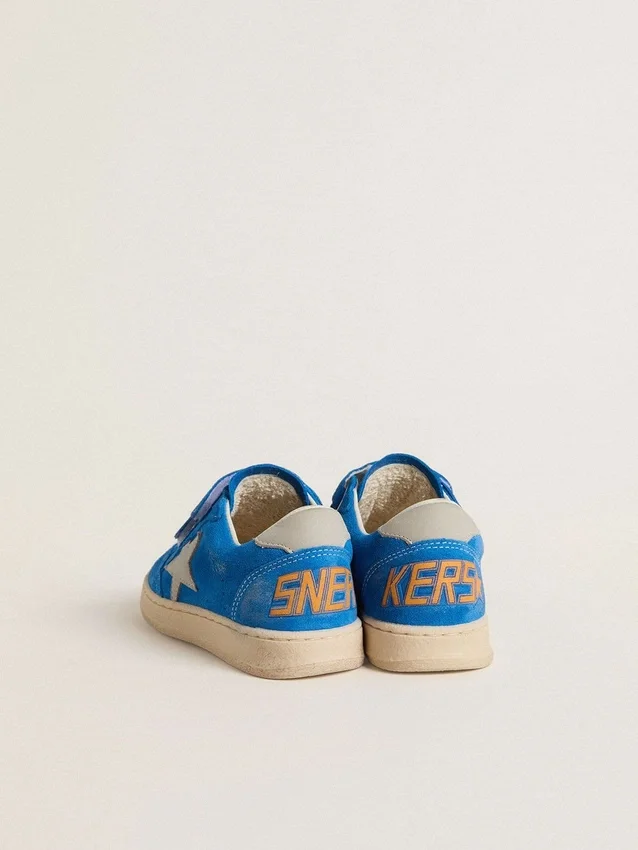 Ball Star para niños en gamuza azul claro con estrella y lengüeta del talón de nubuck gris