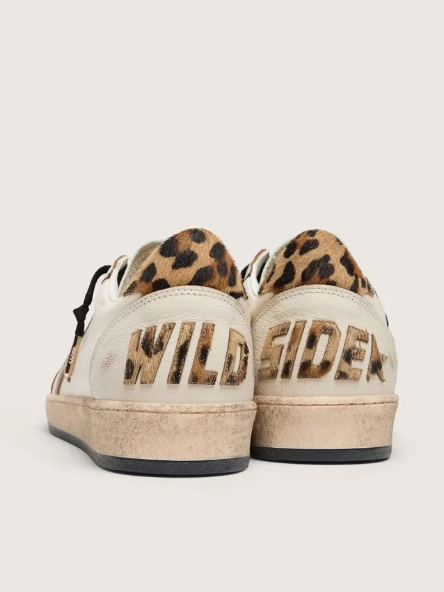 Zapatillas Ball Star Wishes para hombre con estrella de gamuza y lengüeta del talón de piel de potro con estampado de leopardo