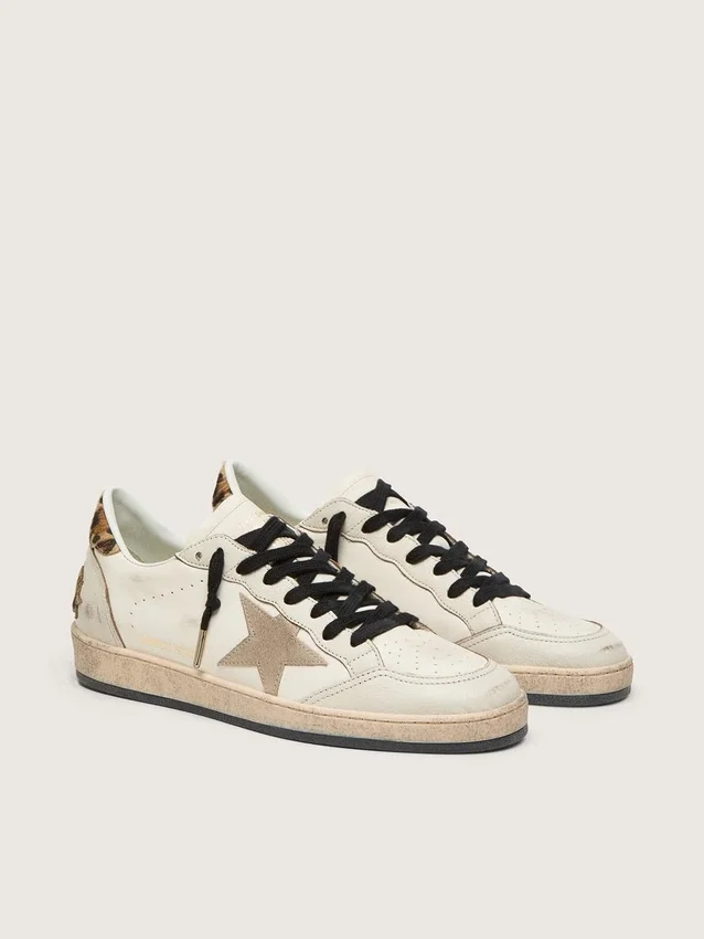 Zapatillas Ball Star Wishes para hombre con estrella de gamuza y lengüeta del talón de piel de potro con estampado de leopardo