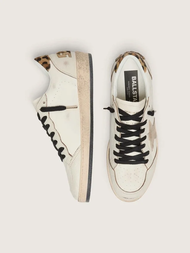 Zapatillas Ball Star Wishes para hombre con estrella de gamuza y lengüeta del talón de piel de potro con estampado de leopardo