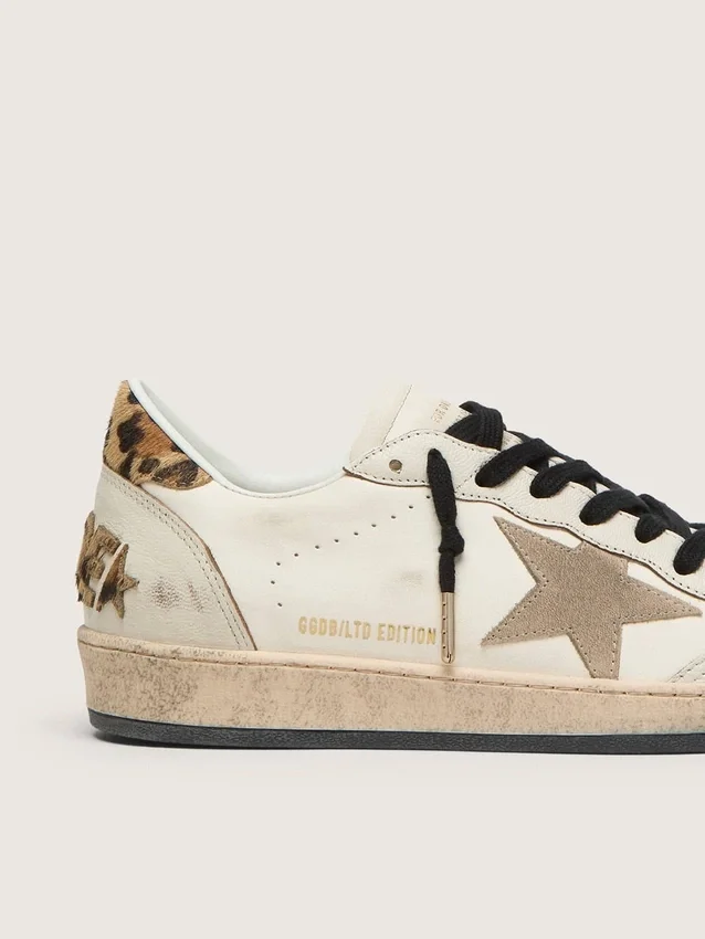 Zapatillas Ball Star Wishes para hombre con estrella de gamuza y lengüeta del talón de piel de potro con estampado de leopardo
