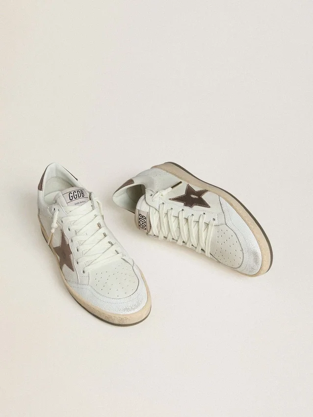 Ball Star Wishes para mujer en cuero blanco con estrella de cuero bronce metalizado