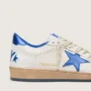 Ball Star Wishes para hombre en piel napa blanca con una estrella azul brillante y lengüeta en el talón