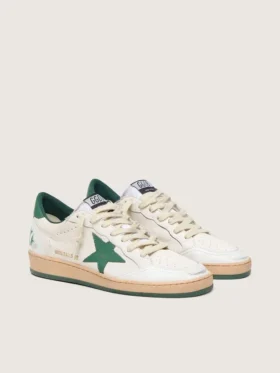 Ball Star Wishes para mujer en piel napa blanca con estrella y lengüeta del talón de piel verde