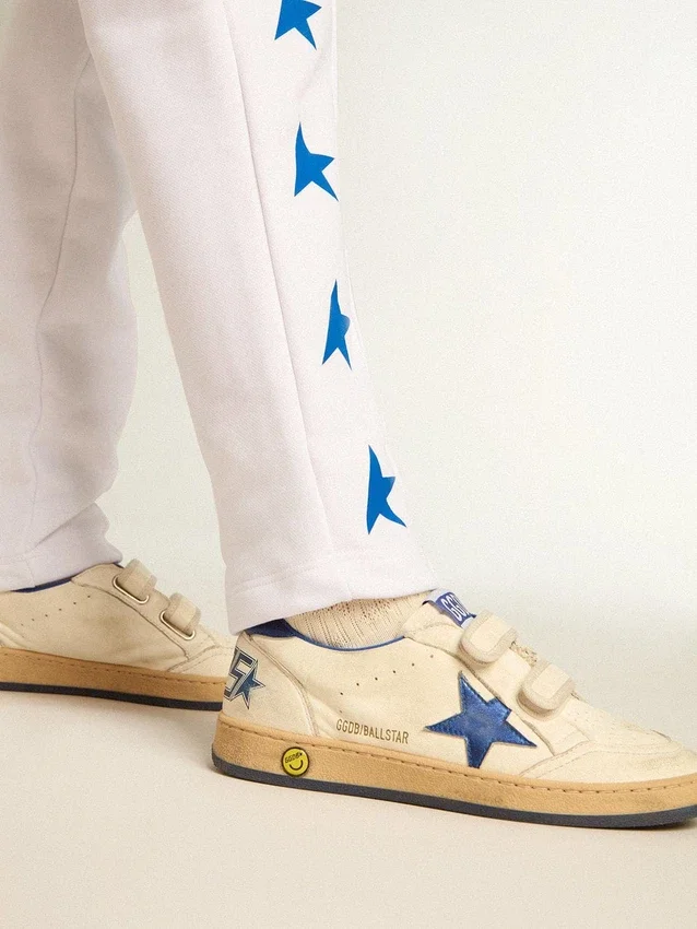 Ball Star Young con estrella de cuero azul metalizado y lengüeta en el talón